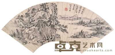 徐枋 1687年作 山水 扇面 17.5×50cm